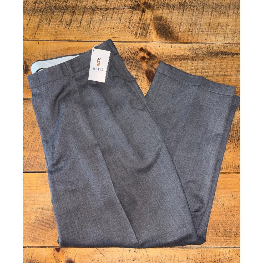 NEW Slates by Levi Strauss‎ Vintage Gray Pleated Cuffed Dress Suit Pants 44x30